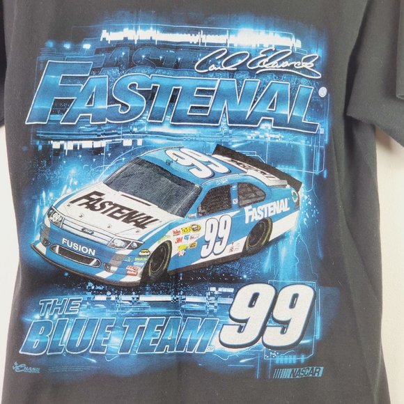 Vtg Chase Authentic Carl Edwards Fastenal The Blue Team Nascar 99 T-Shirt Sz S - Picture 4 of 6